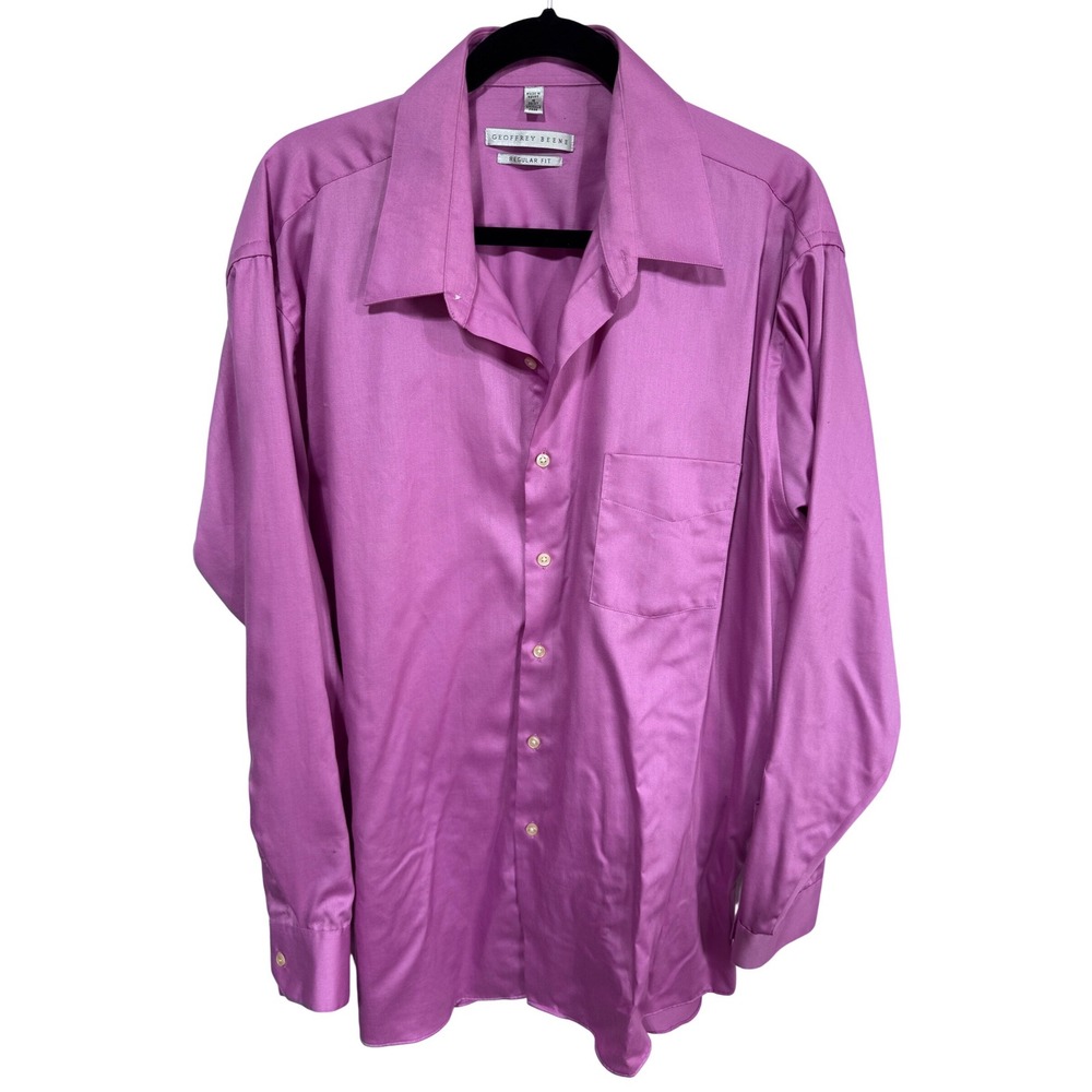Geoffrey Beene 16 36/37 Purple Button Up Men's Regular Fit Long‎ Sleeve Shirt